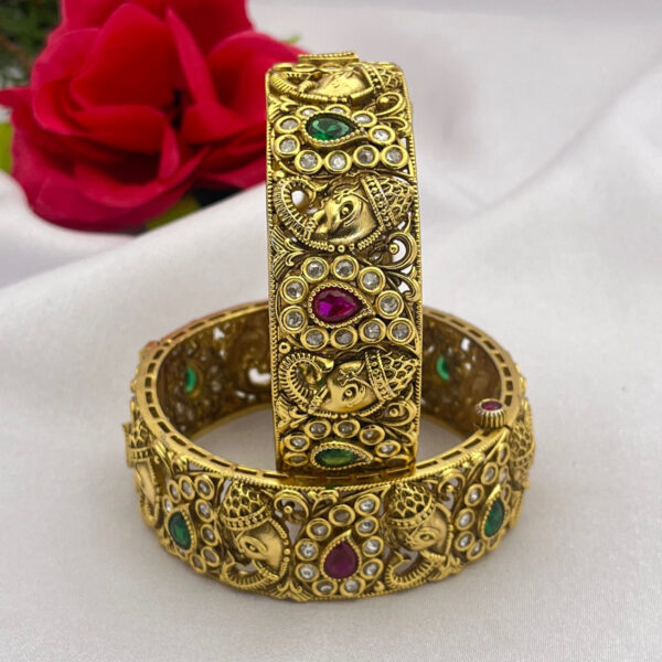 Traditional Antique Ganesh Design Gold Platted Bangles