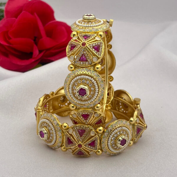 Royal Meenakari Ruby Gold-Plated Bangles