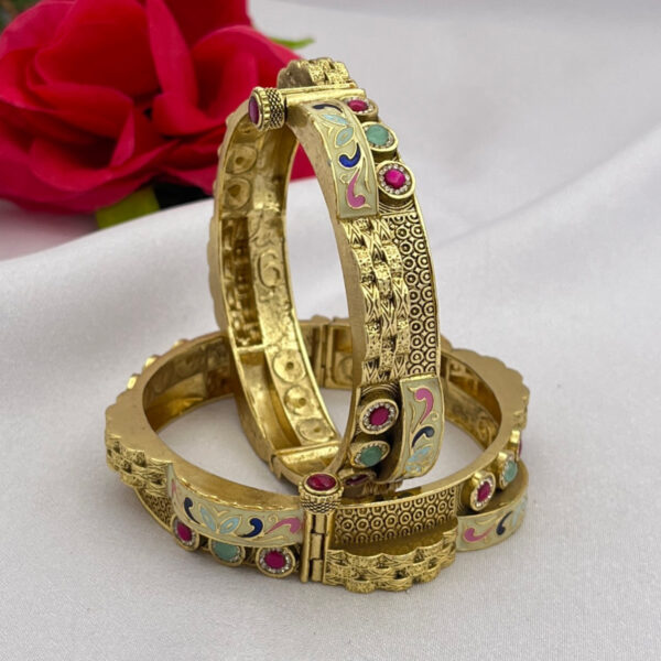 Antique Meenakari Bangles with Multicolour Detailing