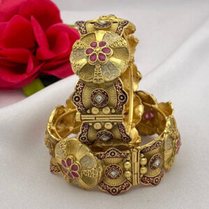 Gold Platted Temple Meenakari Bangle