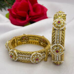 Heritage Antique Pearl & Ruby Work With Gold Platted Bangles