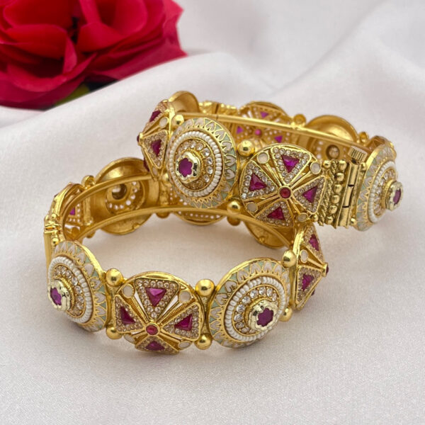 Royal Meenakari Ruby Gold-Plated Bangles