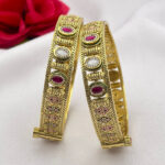 Heritage Antique Meenakari Bangle with Ruby & Polki Stones