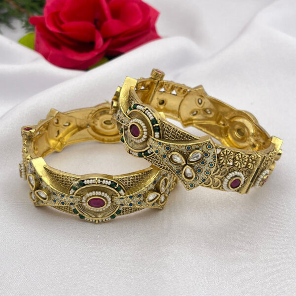 Heritage Antique Gold Meenakari Bangle