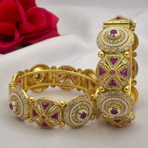 Royal Meenakari Ruby Gold-Plated Bangles