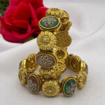 Antique Gold Emerald Kada Bangles