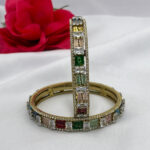 Antique Polish Bangles with Multi-Color Stone Work