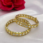 Oval Kundan Bangles with Meenakari Edges