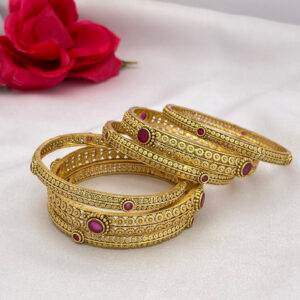 Floral Ruby Bangle 6 pcs Set