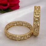Carrot polish Kundan Bangles