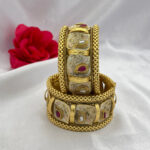 Rajwada Meenakari Bangles with Ruby & White Drop Stones