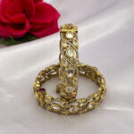 Antique Gold-Plated Kundan Bangles with AD Stone Detailing