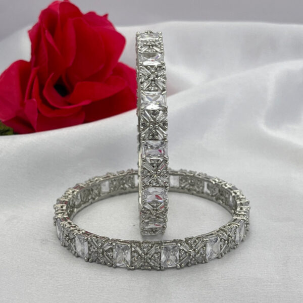 AD Stone Silver Bangles