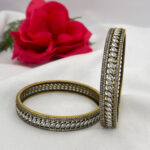 victorian polish bangle with Leaf stones design