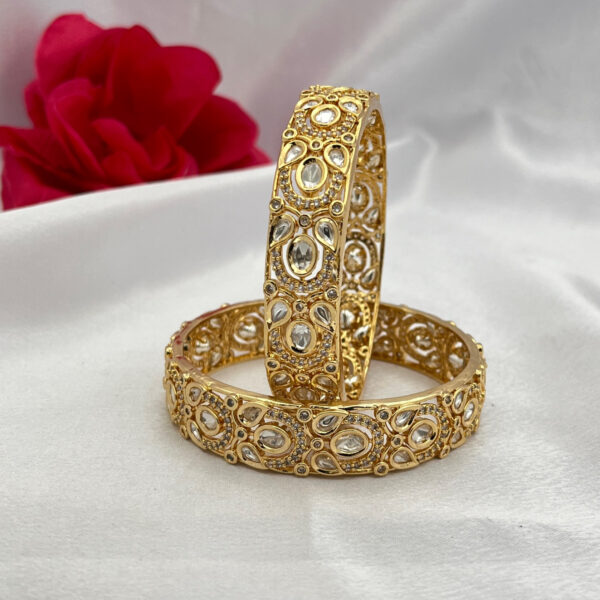 Royal Carrot Polish Polki Kundan Bangles