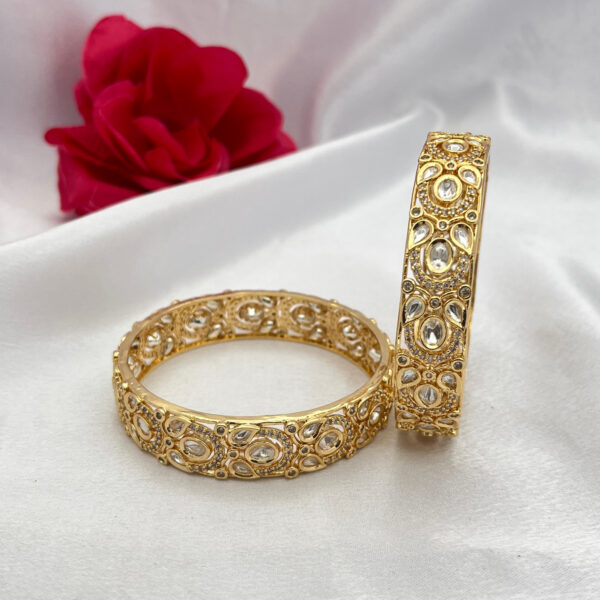 Royal Carrot Polish Polki Kundan Bangles