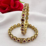 Rajwadi Ruby And Gold Platted Bangles