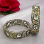Royal Silver-Plated Mirror uncut Kundan Bangles