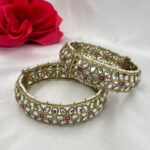 Antique Kundan Bangle with Ruby Stones & Floral Motif
