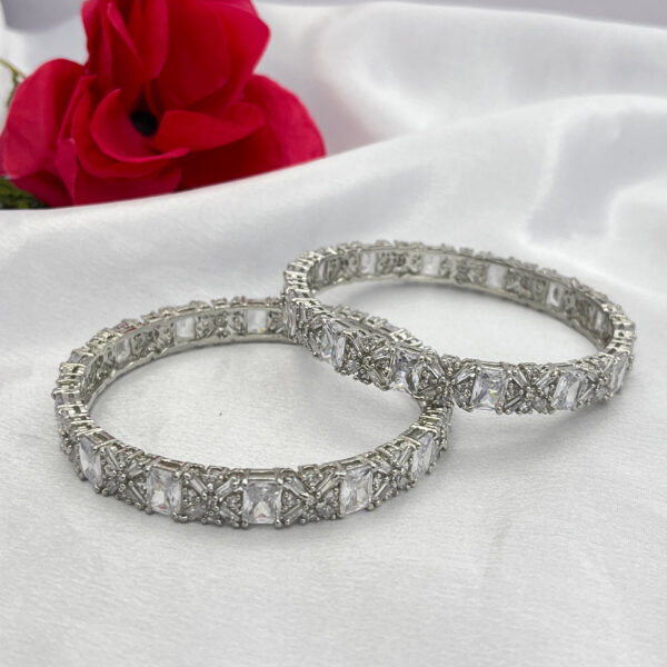 AD Stone Silver Bangles