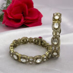 Antique Finish Polki Kundan Kada with AD Stones