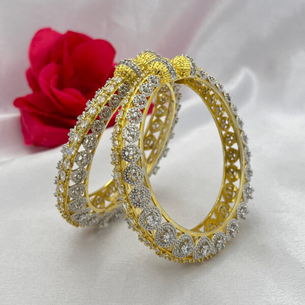 Royal AD Stone Kada Bangles with Gold Dome Detailing