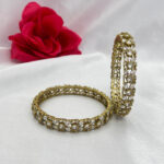 Antique Gold AD Floral Bangles