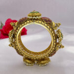 Rajwadi Peacock Design Bangles with Emerald, Ruby & Pearl Drops