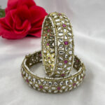 Antique Kundan Bangle with Ruby Stones & Floral Motif