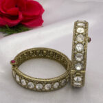 Antique Gold-Plated Moissanite Polki Kundan Bangles