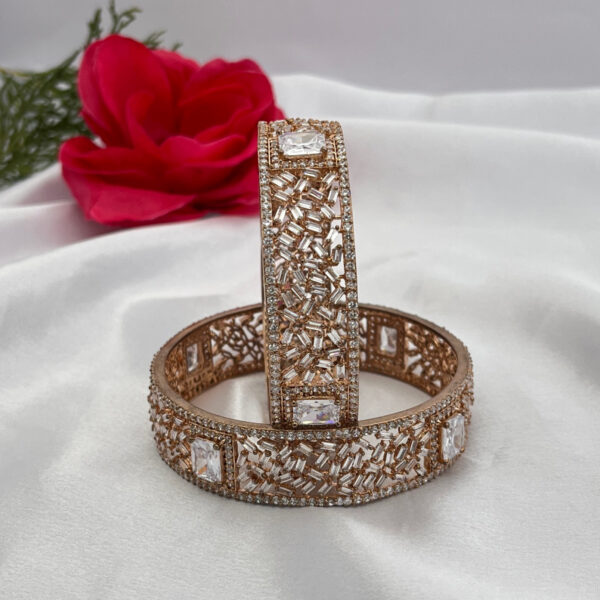 Rose Gold Plated AD Stone Bangles