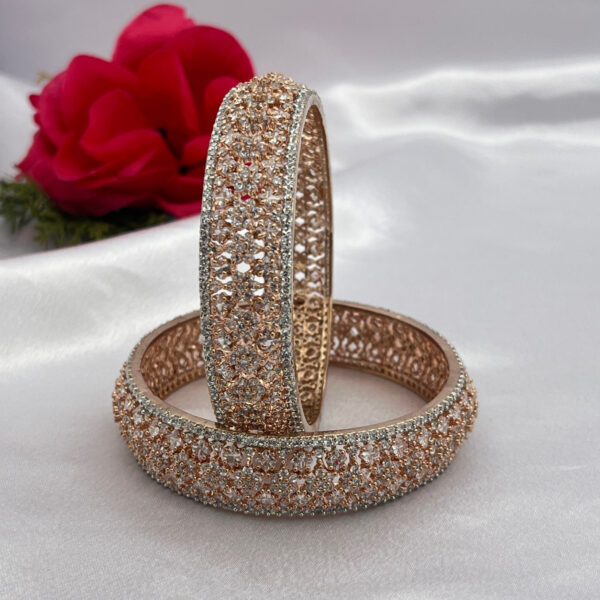 Rose Gold Plated AD Stone Bangles