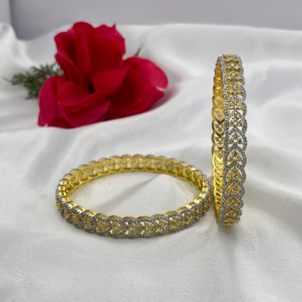 Gold-Tone Floral Stone Bangles