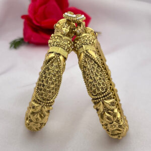 Rajwadi Elephant Ruby Gold Finish Bangle