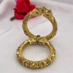 Rajwadi Elephant Ruby Gold Finish Bangle