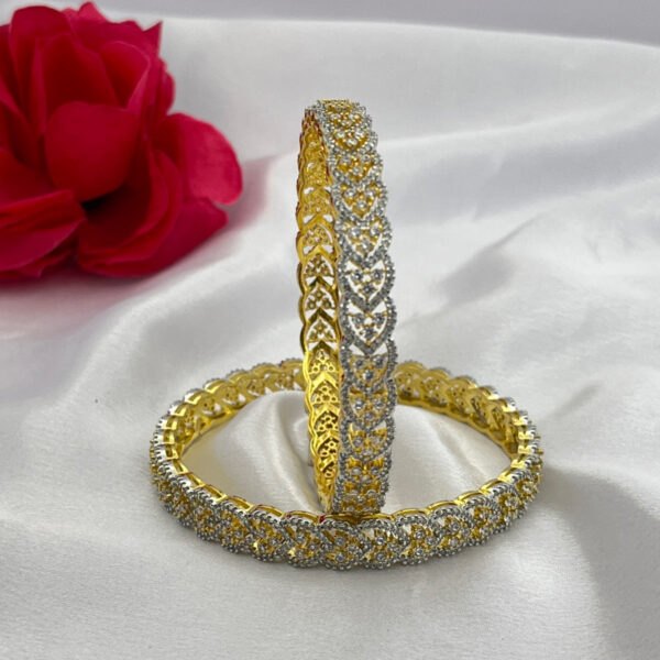 Gold-Tone Floral Stone Bangles