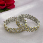 Dual-Tone Kundan Kada Silver & Gold Finish