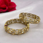 Antique Gold-Plated Kundan Bangles with AD Stone Detailing