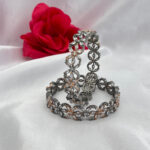 Rose Gold and Oxidised Floral AD Bangles