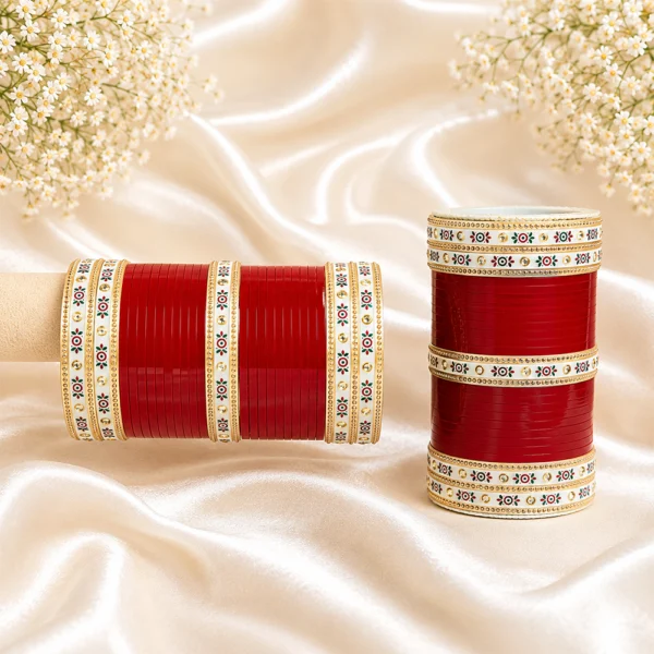 Basic Chura With Kundan Dot Bangle