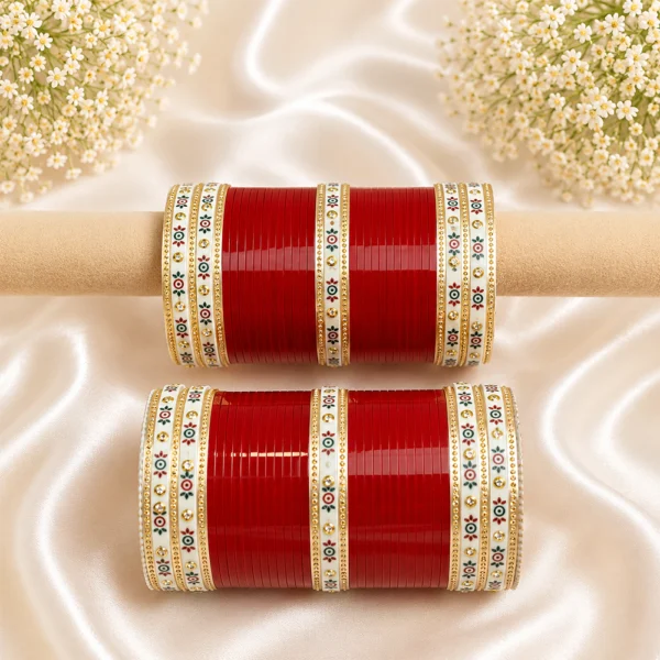 Basic Chura With Kundan Dot Bangle