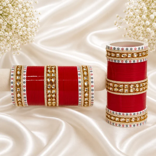 Chura With Drop Square Kundan Work