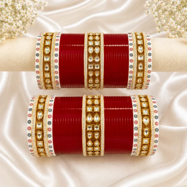 Chura With Drop Square Kundan Work