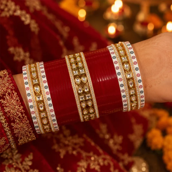 Chura With Drop Square Kundan Work