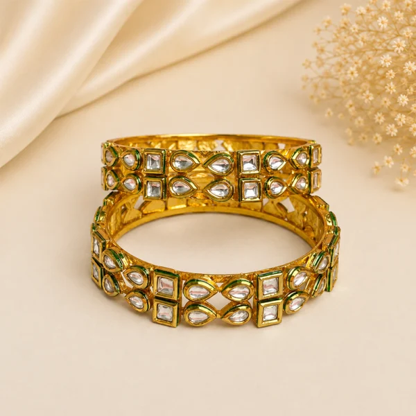 Dual Line Drop & Square Kundan Single Line