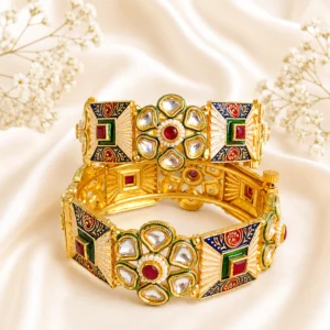 Flower Kundan Meenakari Rajwadi Kundan Bangle (3)