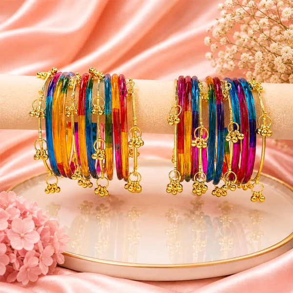 Ghungroo with Jelly Bangles Set (Dark-Multi)