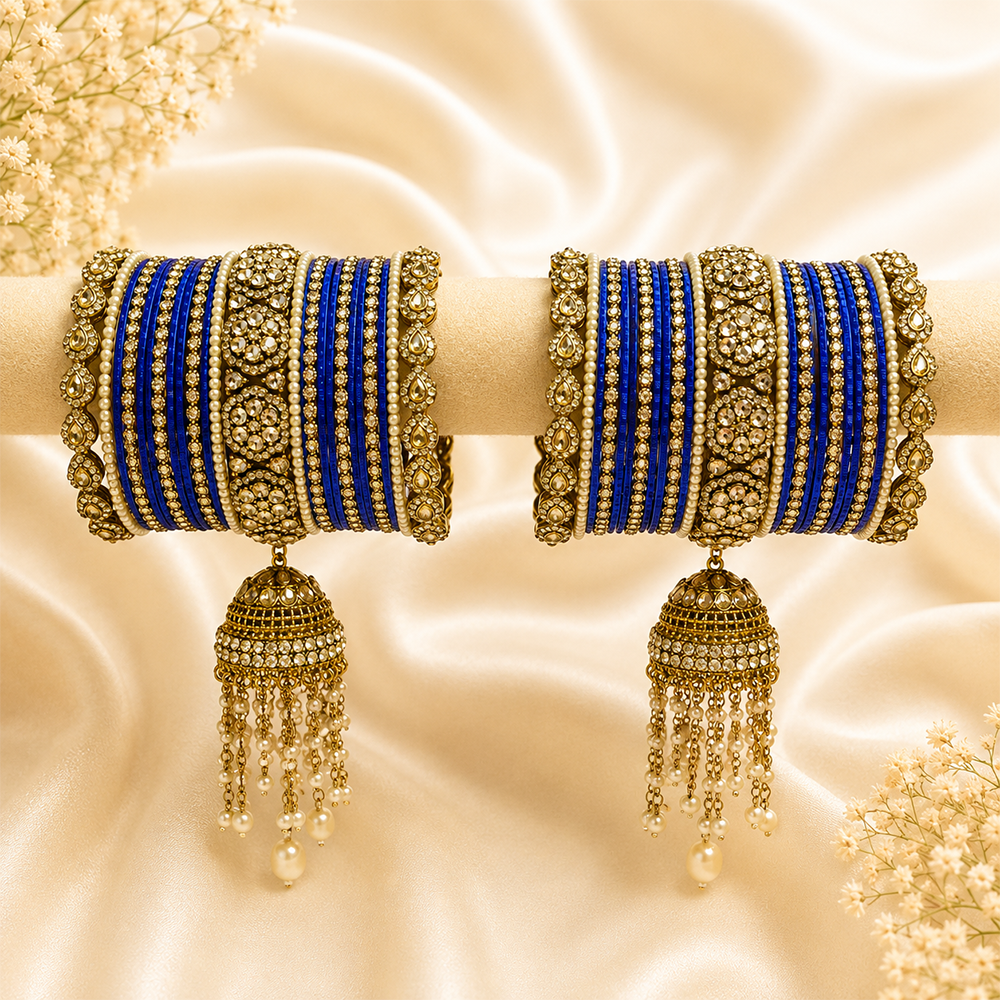 Long Hanging Bangle Set (Blue) (1)