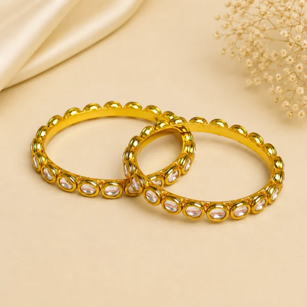 Oval-Kundan Single Line Kada