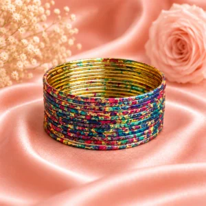 Printed Metal Bangle – Dark Blue-Multi (1)